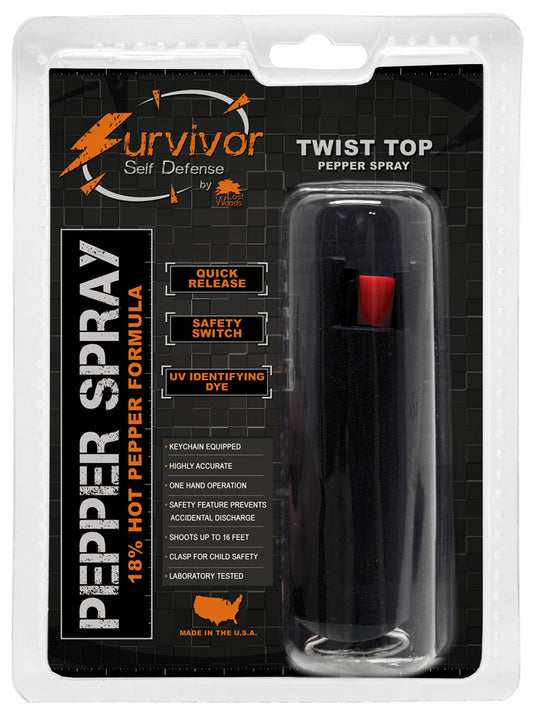 Pepper Spray Keychain - Black 1/2 Ounce Survivor Hard Case